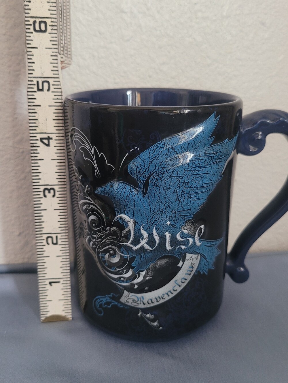 Ravenclaw-Inspired Ceramic Mug in Blue and Black